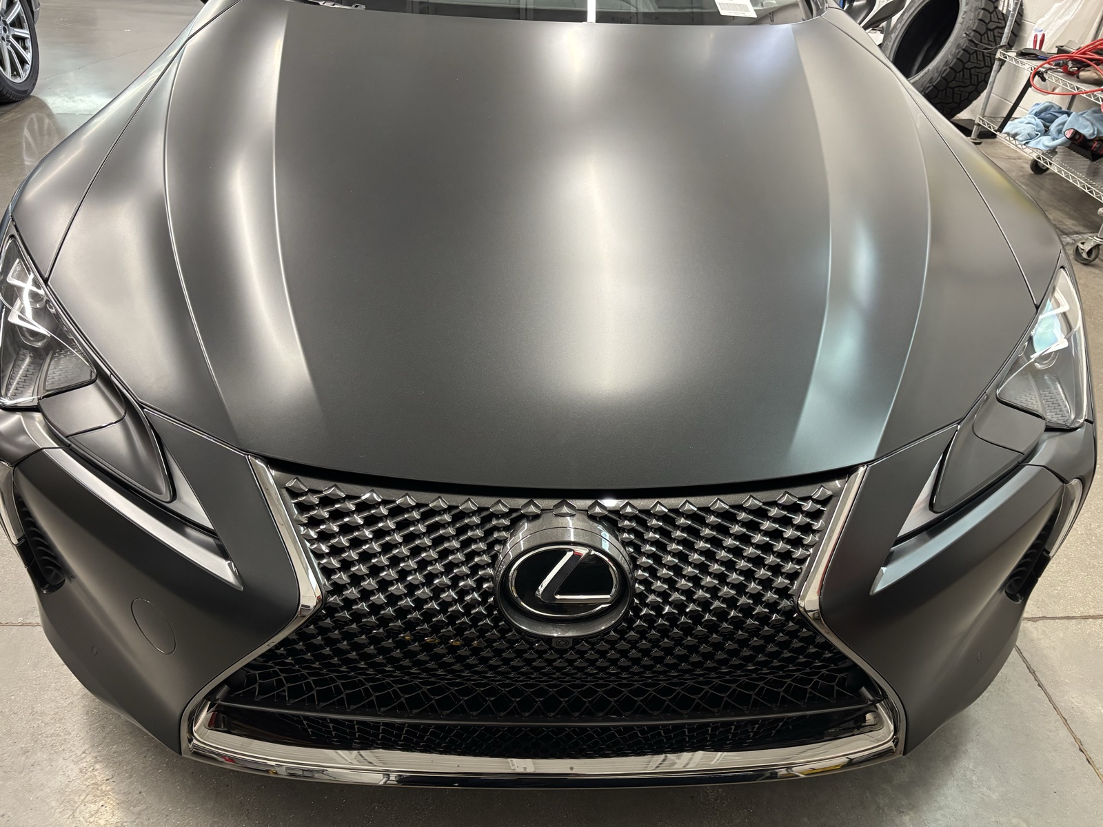 Lexus LC with full-car matte paint protection film, front view